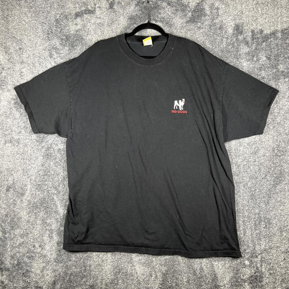 Big Dogs Shirt Mens 2XL Black Graphic Crew Neck Cotton Jersey Relaxed Fit